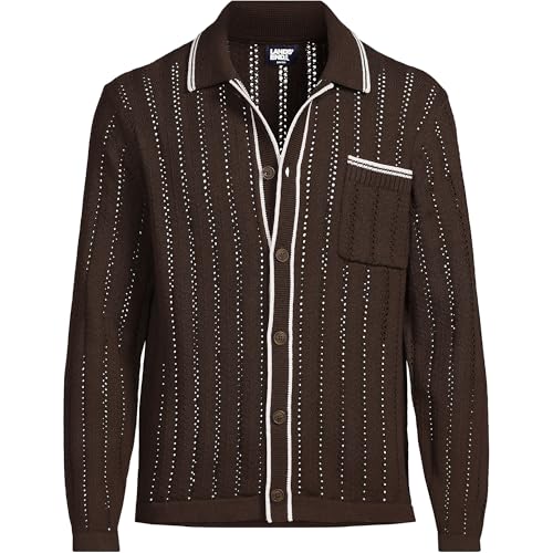 Lands' End Men's Long Sleeve Button Through Summer Polo Cardigan3