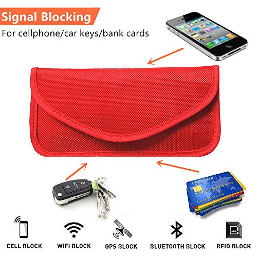 Image of Faraday Bag for Phones (2 Pack, Large) - RFID Blocking Pouch Cage Case, Key Fob Protector, Signal Blocking for Cell Phone Privacy Protection, Car Key FOB, RFID Card Protector (Red)