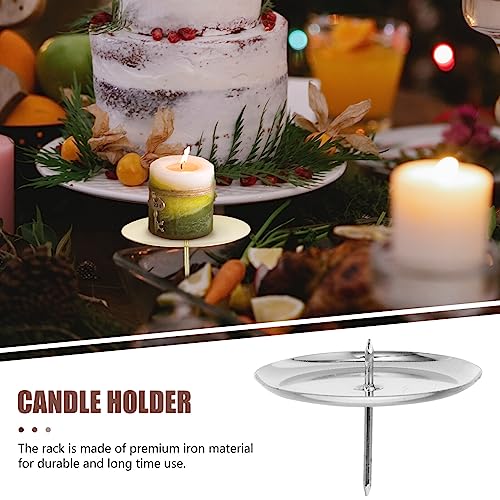 Stobok 432517YEPN9 Candle Fixing Holder Stand, 10Pcs Metal Candle Holders Plate Diy Handmade Iron Plate Pillar Candle Stand Tealight Candle Holders For Dinner Table Top Wedding Home Christmas Silver thumb #3