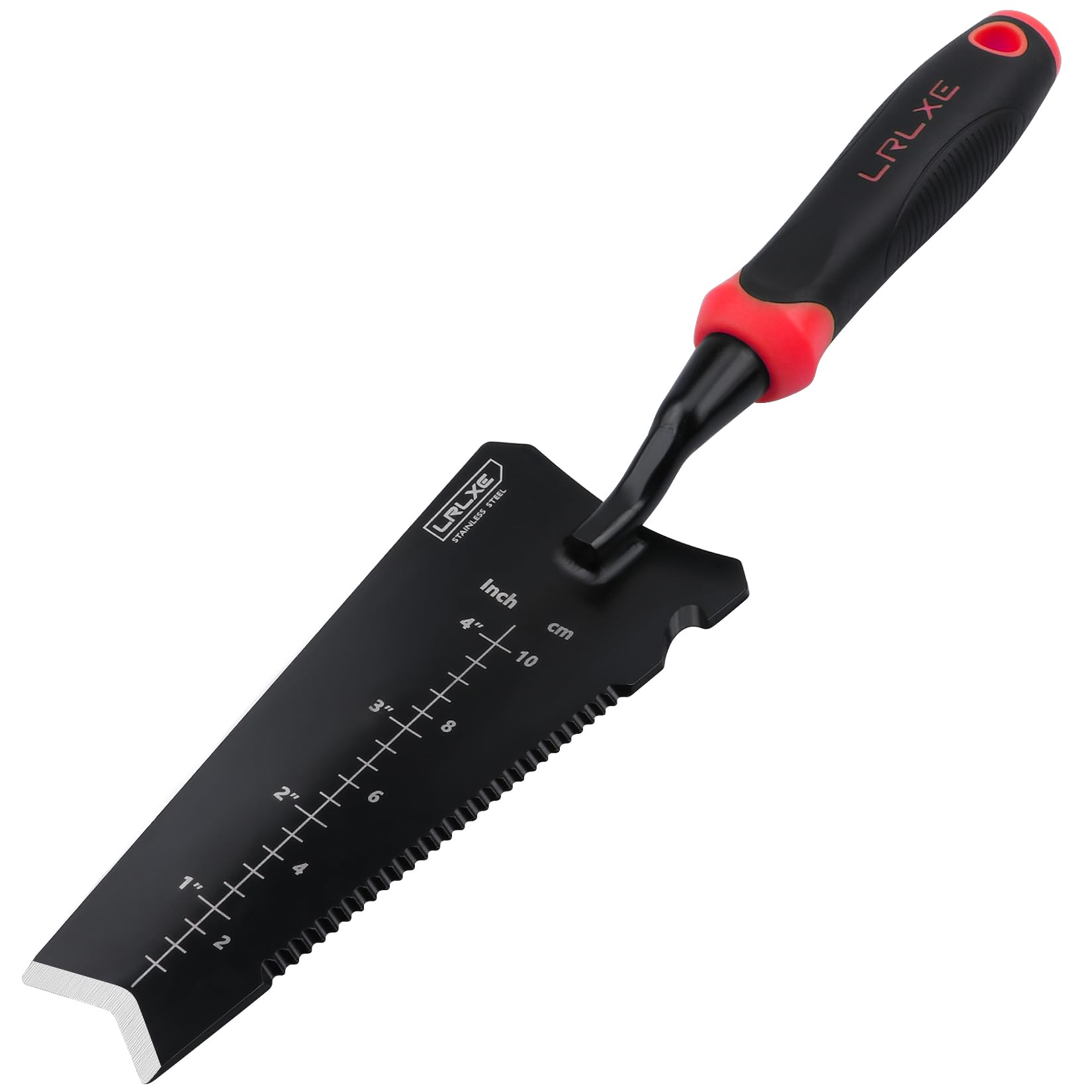 Gardening Shovel Tool, LRLXE Heavy Duty Stainless Steel Garden Transplant Shovel, Root Cutter, All-Purpose Small Hand Shovel with Serrated Edge for Digging and Transplanting(Red)