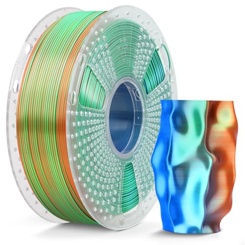 Image of SUNLU Silk Triple Color Pla Filament, Silk PLA 3D Printer Filament 1.75mm, Shiny Silk Texture, Dimensional Accuracy + /- 0.02mm, 1KG Spool (2.2 lbs), PLA Silk Triple Color (Orange Blue Green)