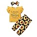 ZOEREA Conjunto de Ropa de Bebé Niña Linda Camiseta Casual con Volantes + Pantalones Floral + Diadema de Lazo para Recién Nacido Verano 3 Piezas de Ropa