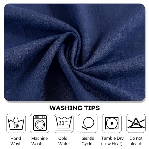 AmHoo Linen Tablecloth Table Cloth Stitching Tassel Rectangle Decorative Natural Table Cover for Kitchen Dinning Wedding Buffet 55 x 120 Inch Sodalite Blue by AmHoo - Used condition - Image 5