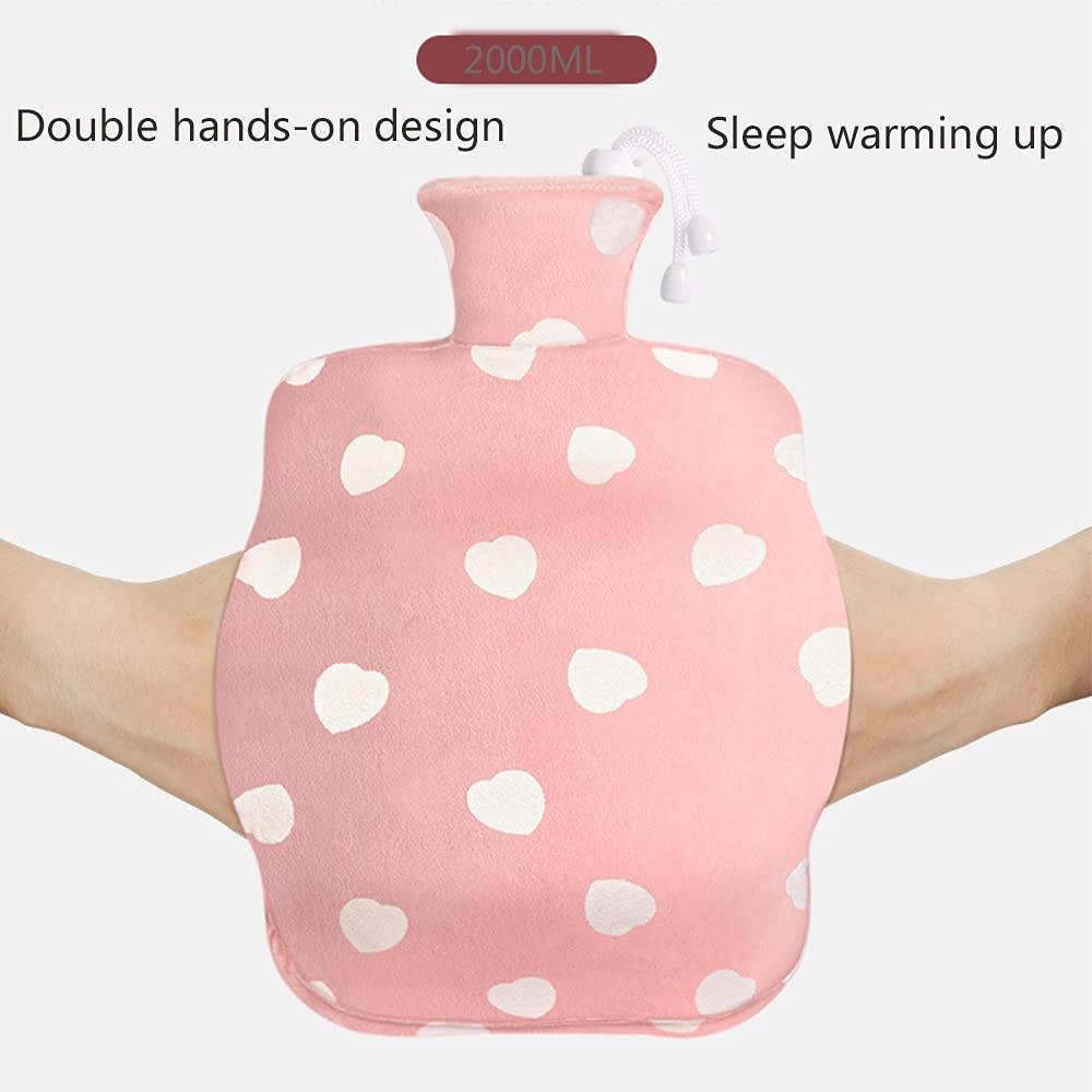 Bolsa de agua caliente Bolsa De Agua Caliente Multicolor 1000ML-2000ML Con Funda Lavable Extraíble Caucho Natural(Grey,2000ML)