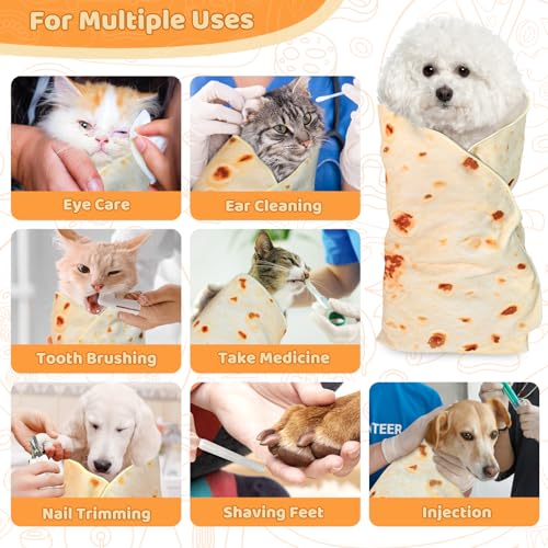 Image of 31.5 inch Large Cat Grooming Wrap for Cutting Nails, Self-Stick Dog Cat Burrito Wrap with Nail Clippers Kit, Soft Tortilla Blanket Pet Tool Gifts for Multifunctional Care Medicine Anti-Escape