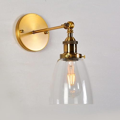 Miniatura 2 de Lámparas de pared retro modernas E27 retro industrial brazo oscilante iluminación de pared aplique de metal con pantalla de cristal, lámpara de