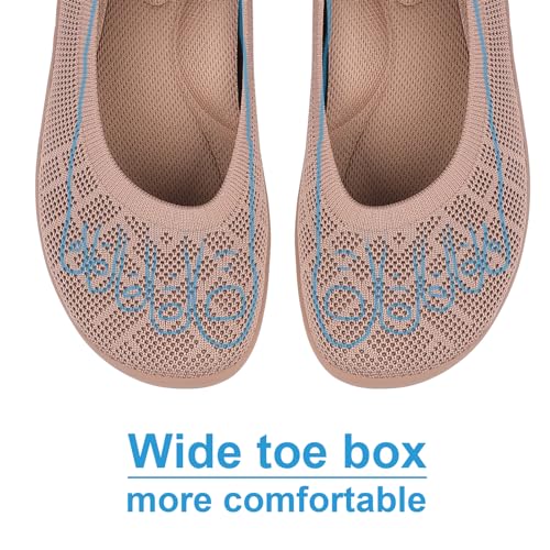 Image of KBZone Women's Flat Shoes Round Toe Knit Ballet Flat Comfort Dressy Flat Walking Shoes