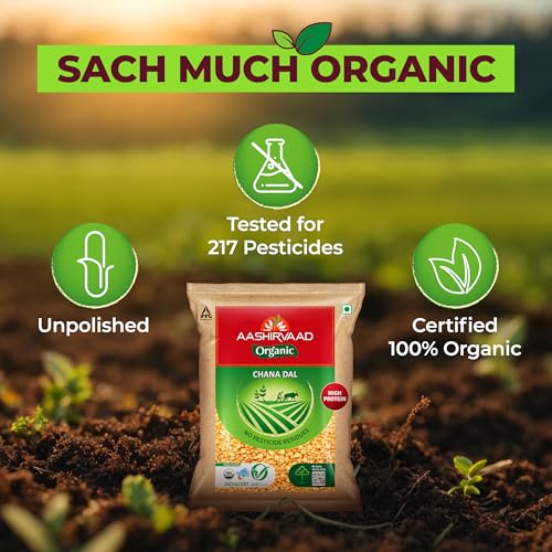 Image of Aashirvaad Organic Chana Dal, 1 Kg, 100% Organic Chana Dal, Rich in Protein