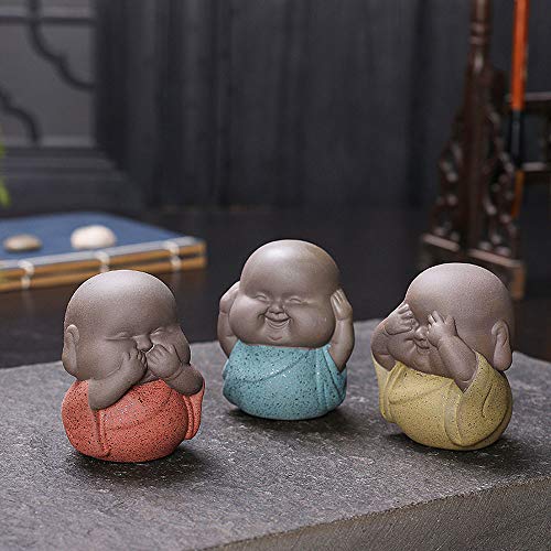 QWERWEFR 3 stücke Mini Buddha statuen mönche dekorative skulpturen Keramik Figur Indien Yoga Hause mönche skulptur Buda Dropshipping Cover