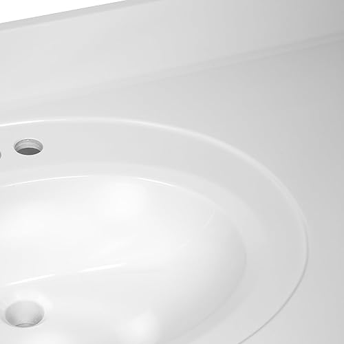 Miniatura 114 de Top de tocador de mármol cultivado de 19 pulgadas con protector contra salpicaduras, embalaje mejorado, remolino de marfil - Design House, 586263