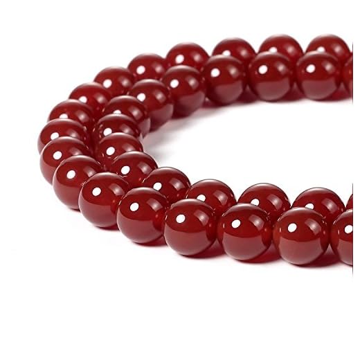 HAAMIIQII 60 cuentas de ágata roja natural de 6 mm joyas redondas de cuentas de piedras preciosas sueltas para hacer collar de pulsera DIY