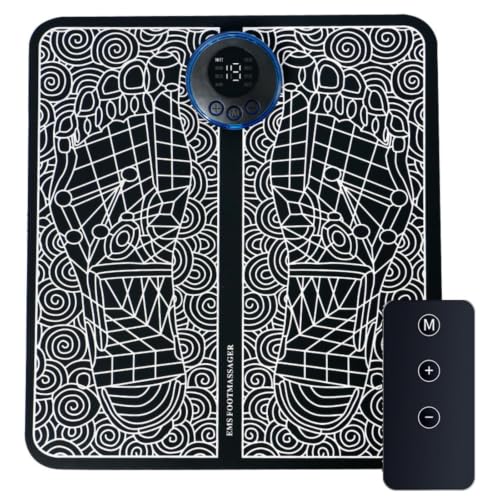 Foot Massager Mat with Remote 8 Modes 19 Levels Pain Relief for Daily Life Home Office Travel (Black)