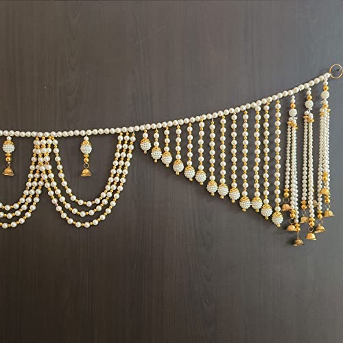 Image of Handmade Door Hanging Round Moti Latkan Style Bandarwal Toran (TMR-10) -Diwali New Year Inauguration Wedding Festival Home Decor Pooja (40 Inch X 8 Inch)