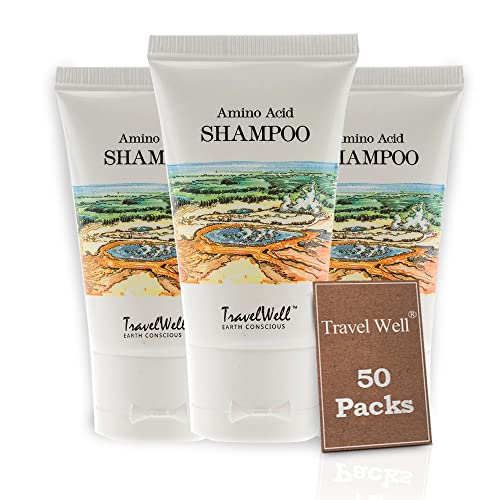 Travel Well Landscape Series Hotel Toiletries Amenities Travel Size Guest Shampoo 1.0 Fl Oz/30ml, Individually Wrapped 50 Tubes per Box