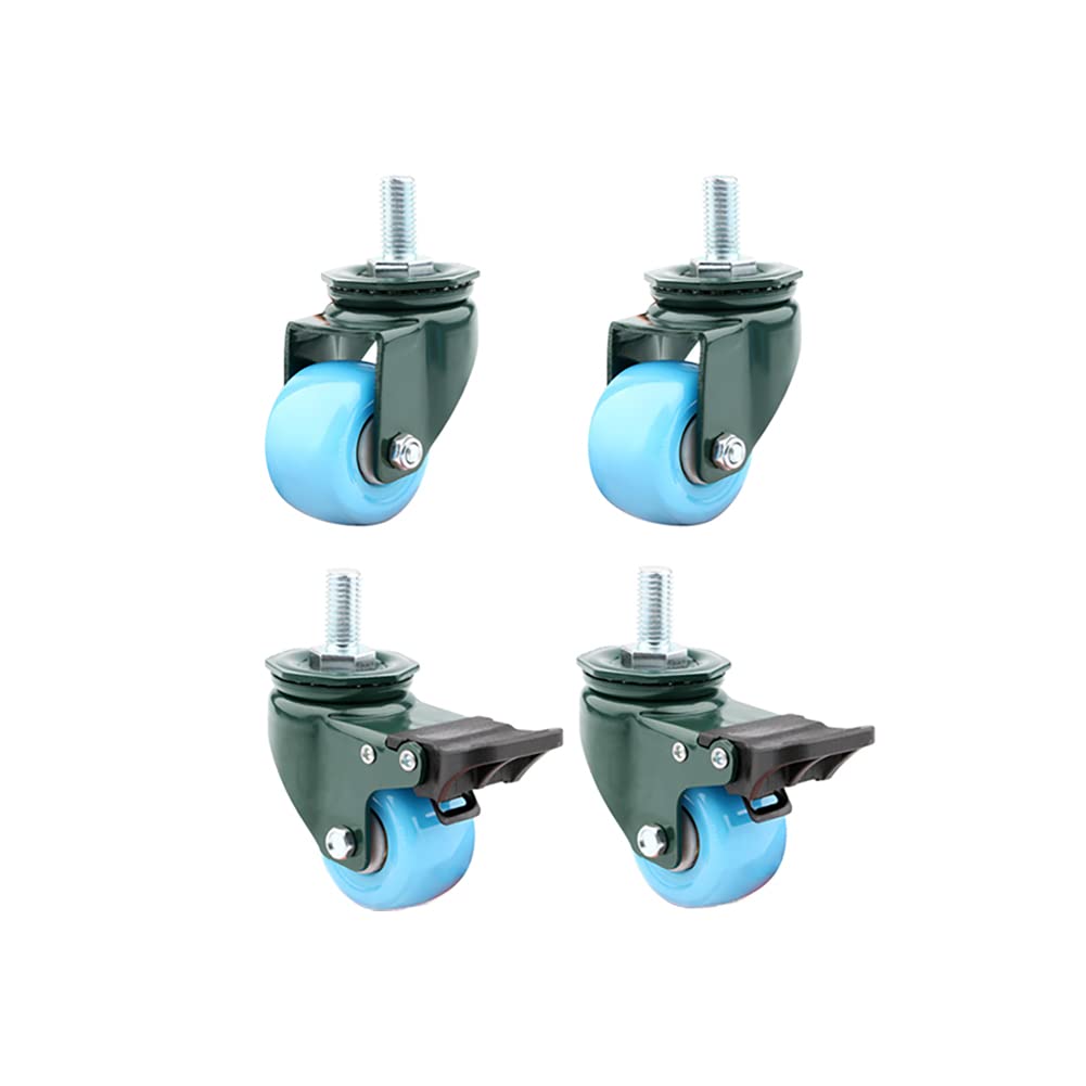 Industrielle Schwerlast-Rollen 1,5 Zoll (40 Mm) 2 Zoll (50mm) M8 / M10 / M12 Gewinde Doppeltes Lager Möbel-Rollen Mit Bremse Universal Schwenkbar Lenkrollen Tragfähigkeit 250-300KG