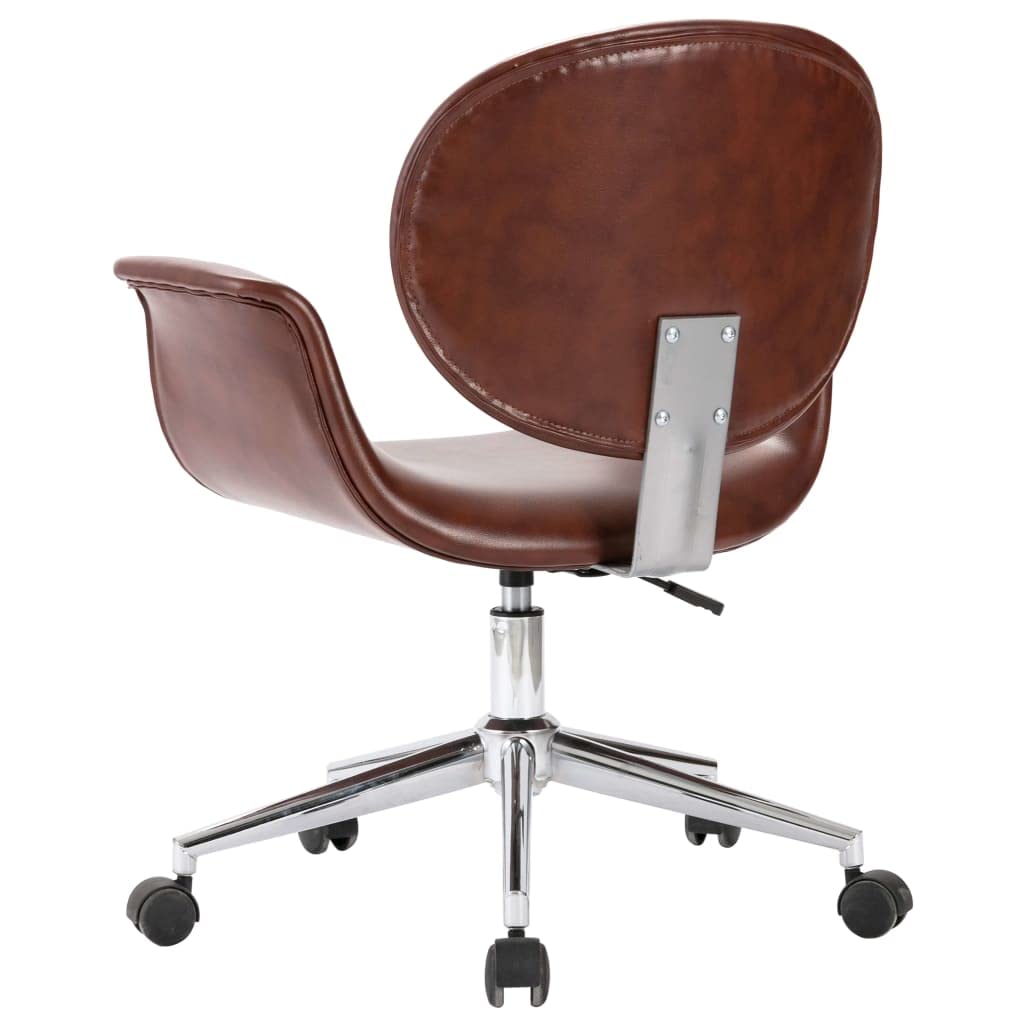 Silla de comedor giratoria de piel sintética, color marrón, giratoria 360°, mecanismo de elevación de gas, asiento y respaldo ergonómicos, acolchado grueso