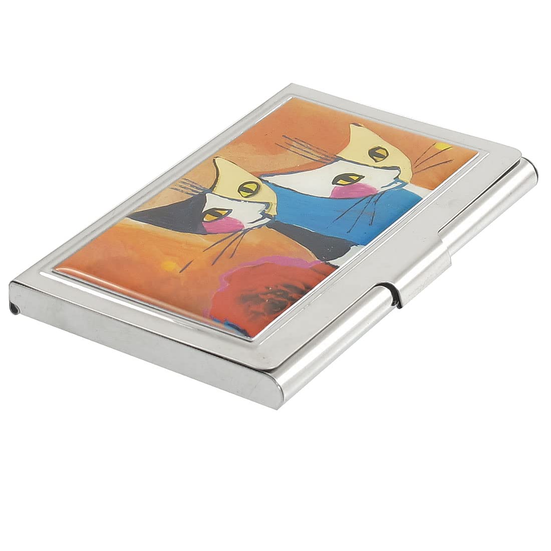 Qtqgoitem Silver Tone Stainless Steel Cartoon 2-Fox Pattern Business Card Case Holder (model: 830 67b 891 7da 267)