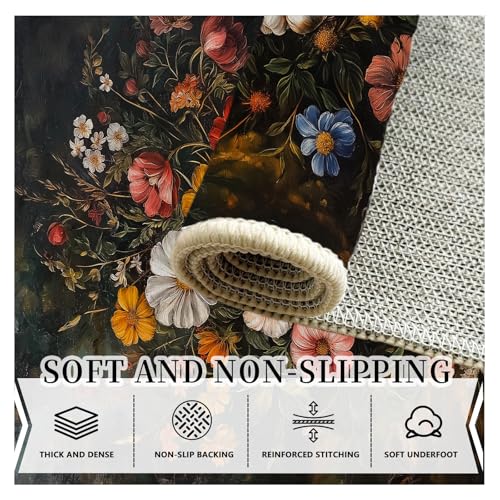 Tapis de Cuisine Rustique Fleur Botanique Moelleux et Doux