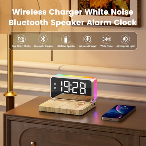 Alarm Clock for Heavy Sleeper,Wireless Charging,Bluetooth Speaker - Image 2