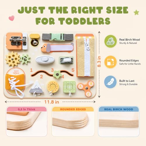 Image of Montessori Busy Board for Toddlers, Wooden Sensory Toys, Preschool Learning Activities for Fine Motor Skills Travel Toy, Basic Life Skills Educational Gifts for 1 2 3 Years Old Kids Boys Girls (Green)