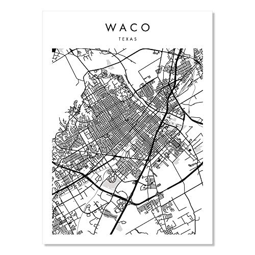 Amazon.com: Waco Texas Minimal Modern Street Map Print, Unframed : Handmade Products