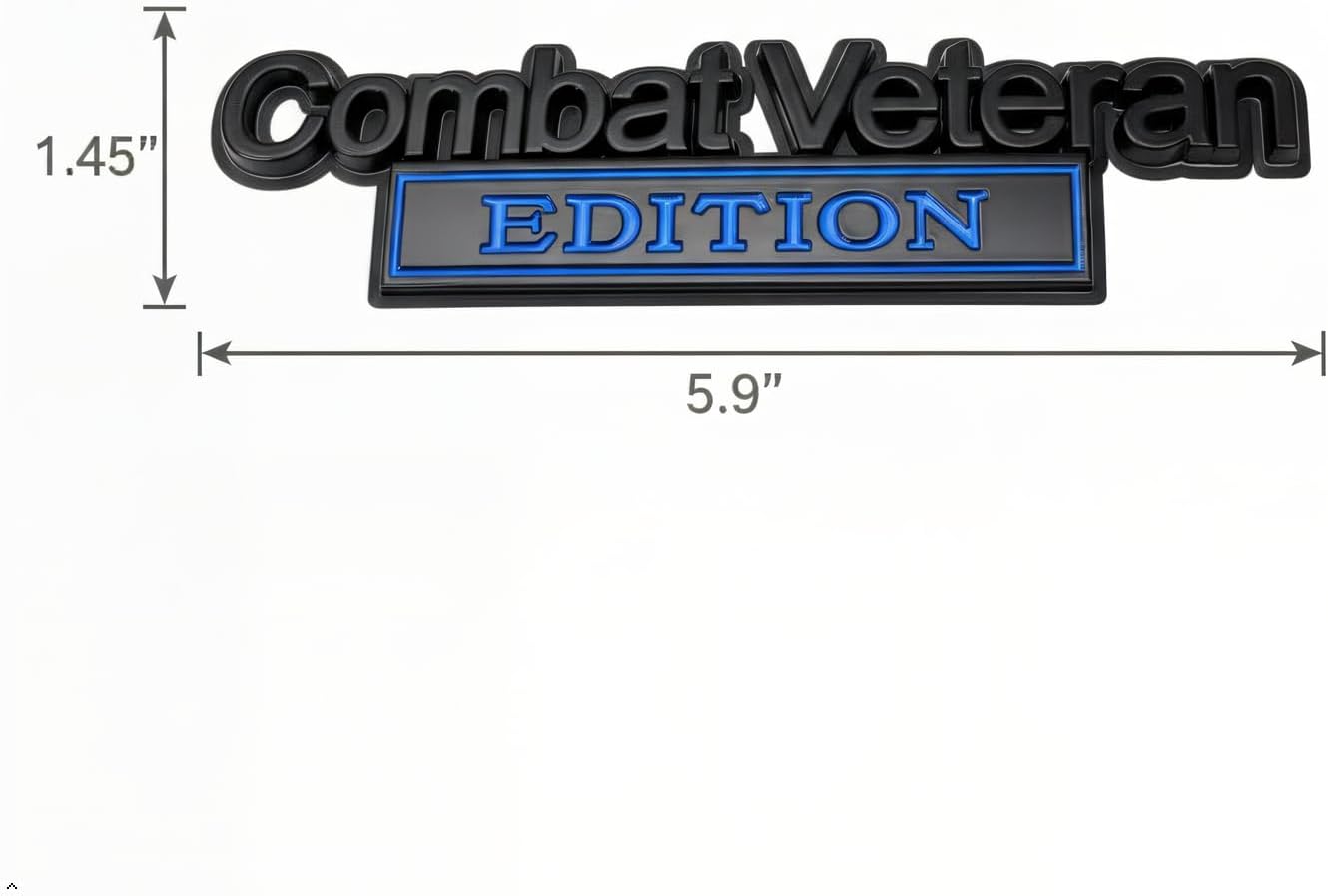 Combat Veteran Edition Car Emblems, 3D Military Fender Badge Stickers, Side Door Decals for Vehicle, Truck, SUV, 2 Pack (Black/Blue)