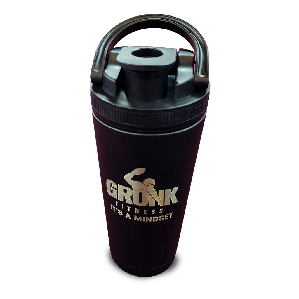 Ice Shaker Gronk Fitness Edition - Black Stainless Steel with Removable Agitator | 26 Oz Insulated S