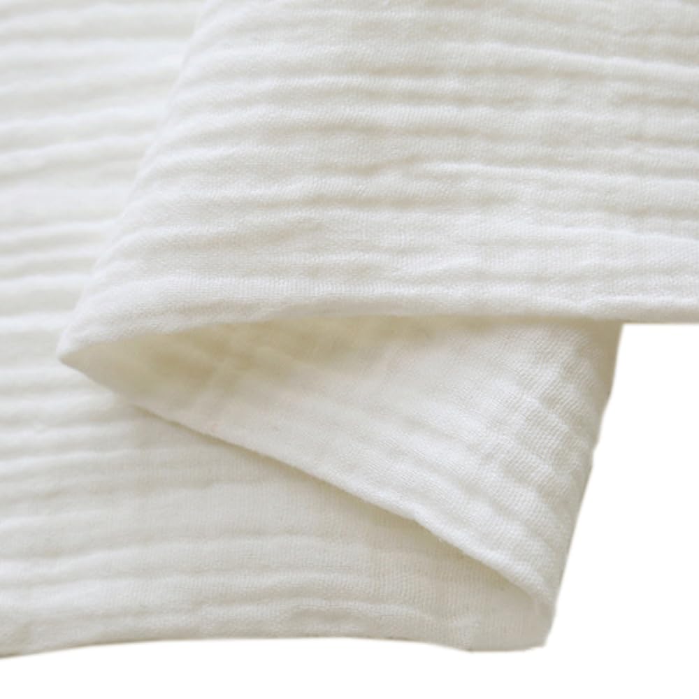 500cm x 135cm Musselin Stoff zum Nähen, Musselinstoff Meterware,Musselin Baumwollstoff Meterware Stoff Double Gauze Stoff Baumwolle Dekostoff Nähstoff für Patchwork Sewing Kostüm Dekorieren,Creme