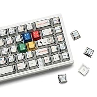 Rainy75 Retro Anime PBT Keycaps-Cherry Keycaps, Custom Keyboard Key caps 60 65 75 100 Percent, 5 Side Dye Sublimation 141 Keys Set for Cherry Gateron MX Switches Keyboards, White (Classic Game Theme)