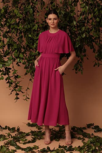 Maggy London Women's Cape Sleeve Open Back Midi Dress, Fuchsia Red, 14 #TOP3