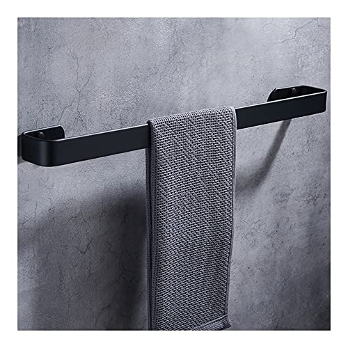 Barre serviette noire 50 cm en espace aluminium murale FBSHAD avec crochets pour salle de bain