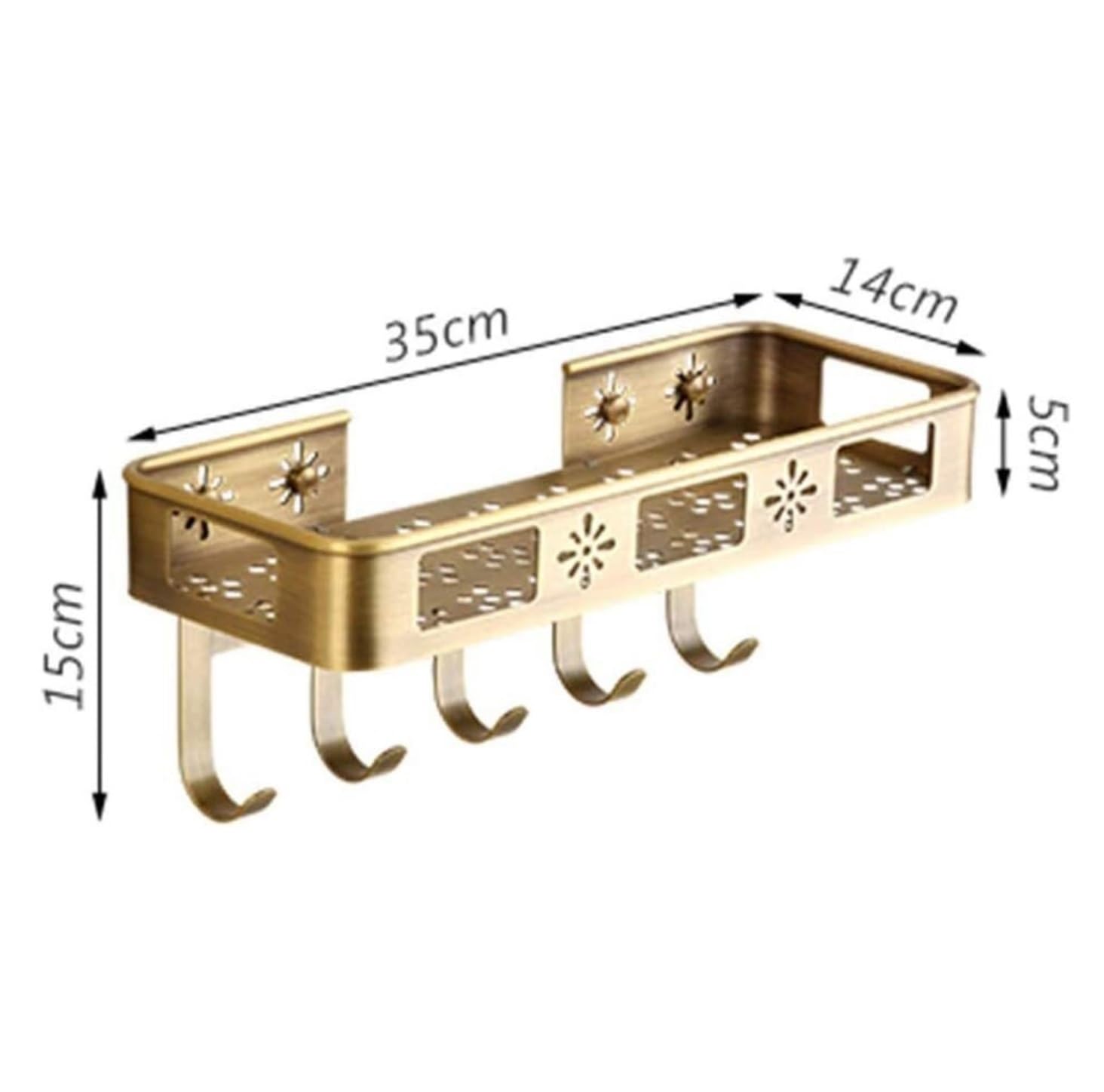 Portaoggetti Doccia Organizzatore di Stoccaggio Sospeso per Bagno in Metallo con Ganci E Cestini per Mensola da Scaffale(35 * 14 * 37.5cm)