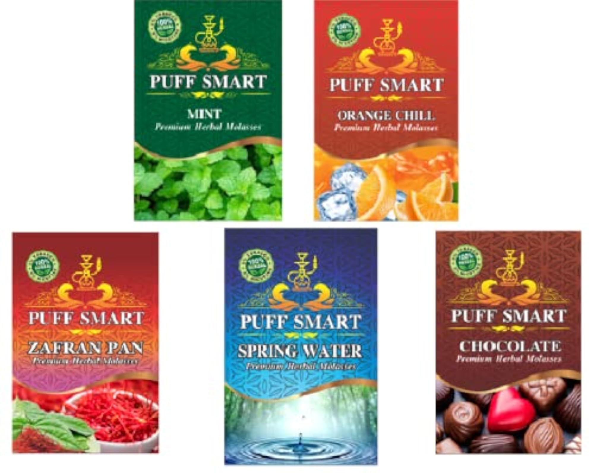 Zafran Pan, Spring Water, Mint, Orange Chill and Chocolate Herbal Molasses Set