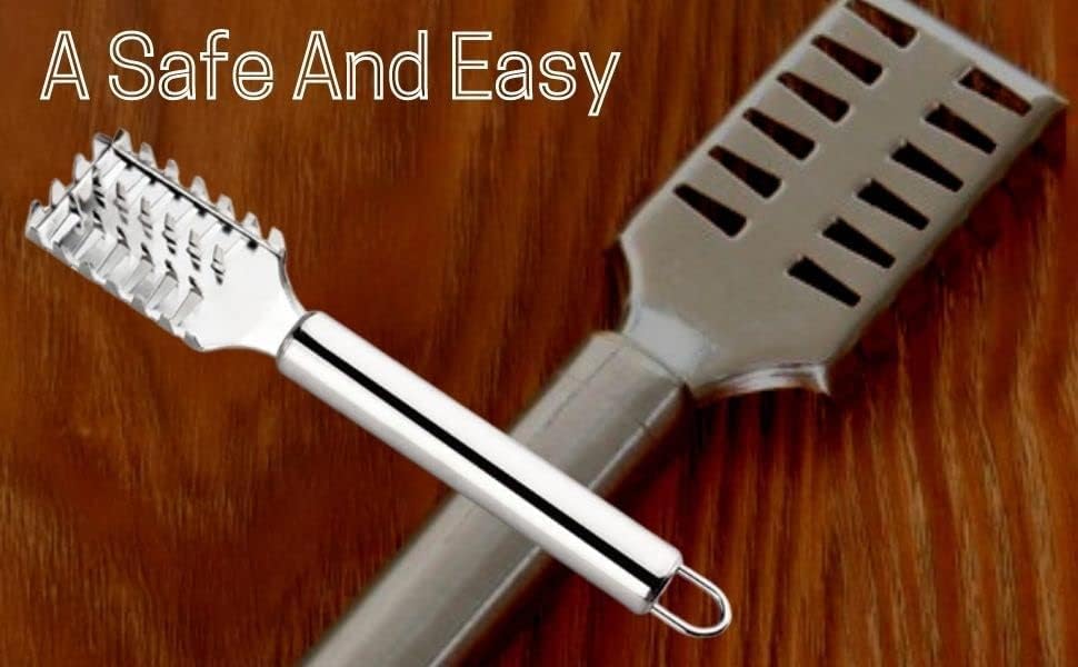 BIRZAR Steel Fish Scale Remover Fir Kitchen - Stainless Steel Sawtooth Scale Scraper Cleaner Fish Scales Brush Shaver Remover Scale Knife Peeler Skin Peeler, Perfect for Hotel, Outdoor 3