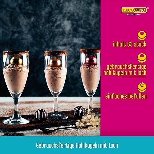 Decocino Pralinen-Hohlkörper (63 Stk) – Zartbitter Schokolade – Pralinen-Form |Pralinen selber machen – ideale Pralinen-Hohlkugeln für Weihnachts-Pralinen