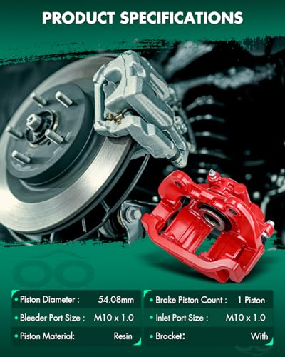 Image of SCITOO Rear Left Brake Caliper With Bracket 18-B4726 Red Compatible For Cadillac 2000-2002 For Chevrolet 1999-2005 For GMC 1999-2005