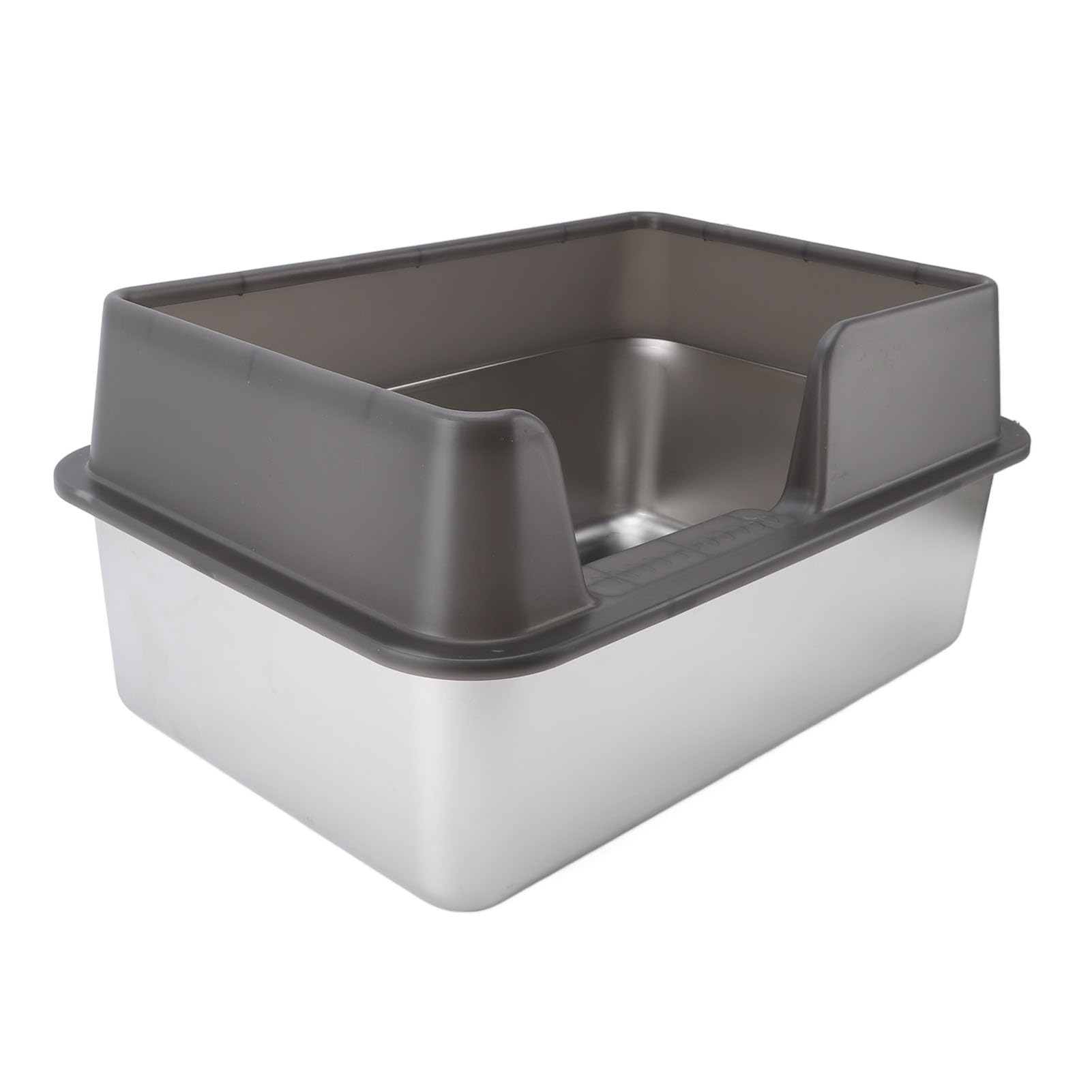 Culnflun Culnflun Stainless Steel Litter Pan, Splash Proof High Side Litter Pan with Scoop for Cats Kittens Rabbits Guinea Pigs (L Black)