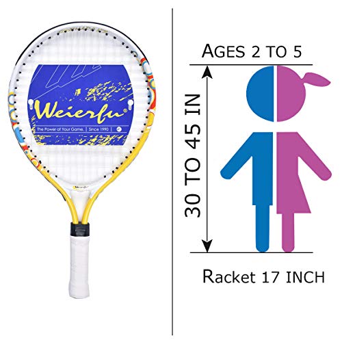 image for Weierfu Junior Tennis Racket for Kids Toddlers Starter Racket 17 with 