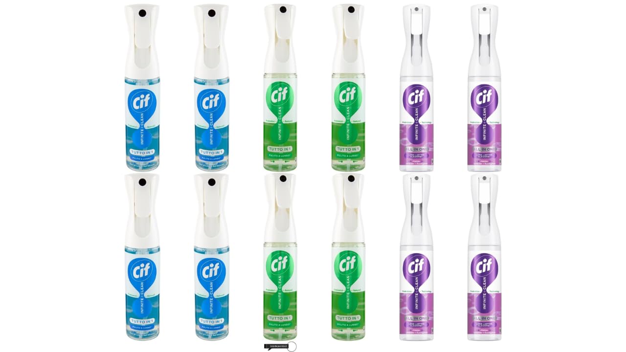 12x Cif Infinite + Clean Mehrzweck-Oberflächenreiniger, Limette & Weiße Blumen,lotusblüten,lavandel,280ml,+Italy Shop Service Kostenloser Schlüsselanhänger
