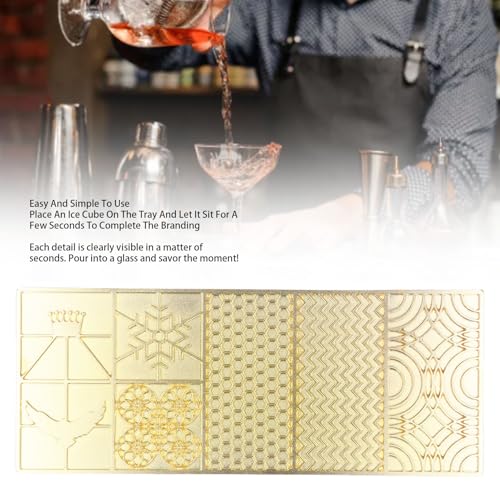 EVGATSAUTO Copper Ice Cube Stamp Tray, Cocktail Ice Stamping Mold