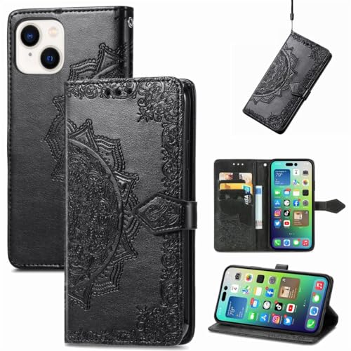Étui de protection à rabat Apple iPhone 15 König Design noir