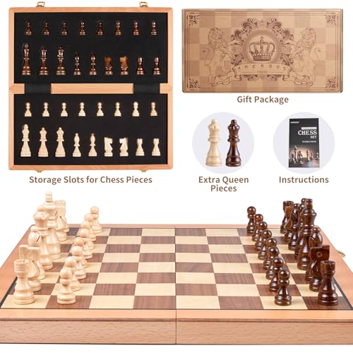 Set de ajedrez magnético de madera plegable de 15 pulgadas miniatura 7