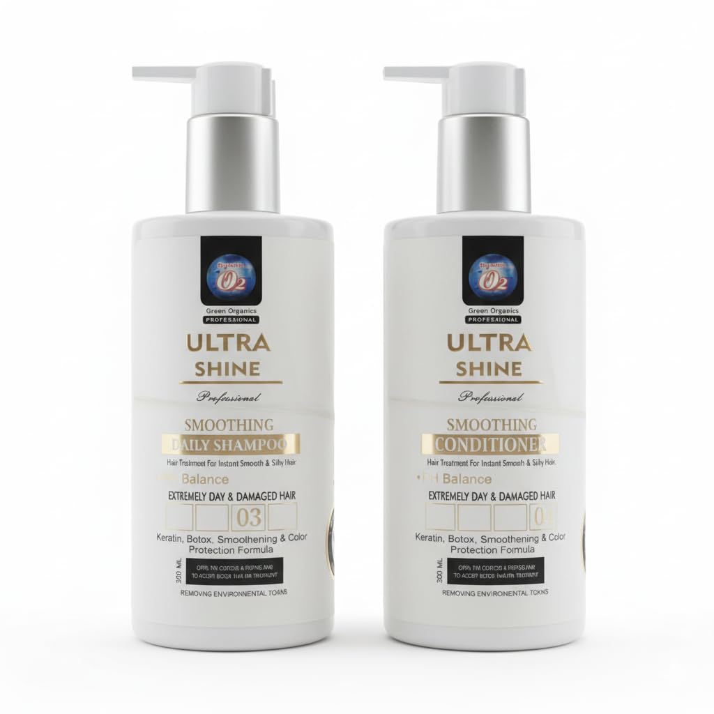 O2 Professional Ultra Shine Smoothing Shampoo & Conditioner Set with Keratin, Argan Oil, Vitamin E & Glycerin – 72HR Moisture Sealing Care for Dry & Damaged Hair For All Type Hair-image-35