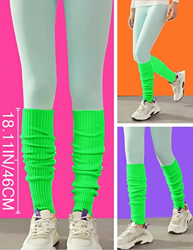 Image of v28 Neon Leg Warmers Set for women Headband Sweatbands Wristbands 80s 90s Pink Running Fanny 80's Plus Size Costumes Pack