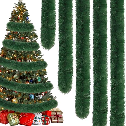 Catálogo para Comprar On-line Guirnaldas y oropeles Top 5. 48 Guirnalda verde de Navidad de 50 pies, guirnalda de oropel artificial de vegetación no iluminada, guirnaldas de giro suave para decoración de Navidad para árboles, escaleras,...