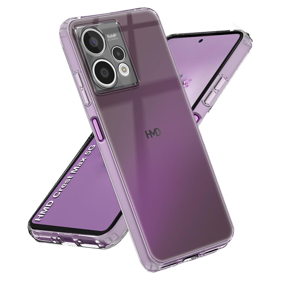 Image of Fashionury Crystal Clear Case for HMD Crest Max 5G | Yellowing Resistance | Transparent TPU Silicone | Raised Camera Lips | Slim Transparent Cover
