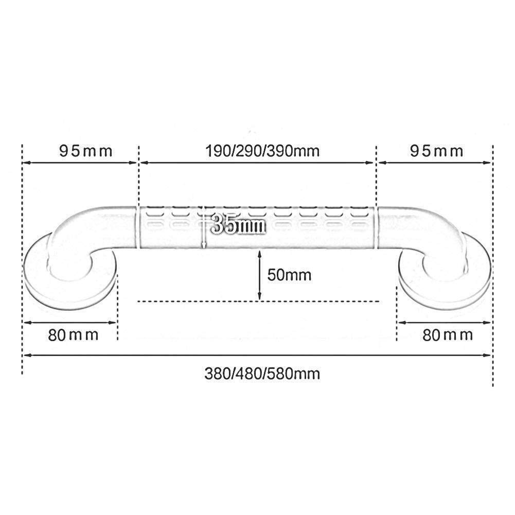 Pasamanos de baño, pasamanos de Acero Inoxidable, Barra de Apoyo para baño, Tubo Exterior de Nailon, para Personas Mayores y discapacitadas, Mango de Apoyo para Ducha, Blanco, 48 cm