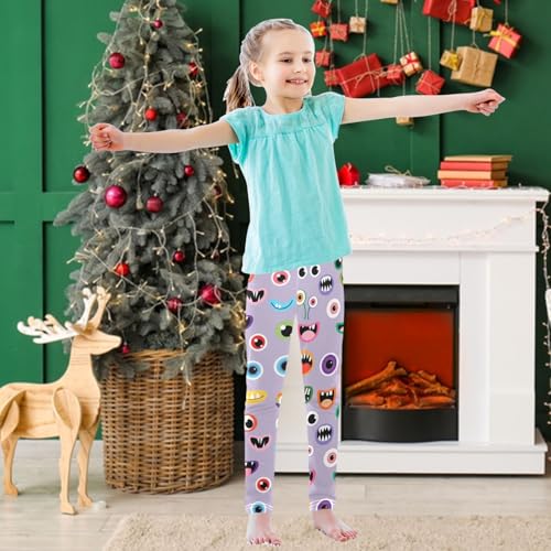 Girls' Leggings Monster Mouth Eye Smile Ankle Length Printed Leggings Comfort Pants for Kids 4-10 Years3