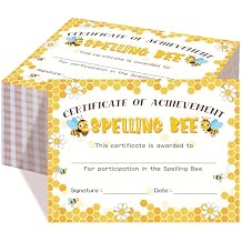 Affrolling 100 Pcs Spelling Achievement Certificates Spelling Bee Award 11 x 8 Inch Certificate of Achievement Recognition for Kids Adults Competitions Trophy Party Supplies