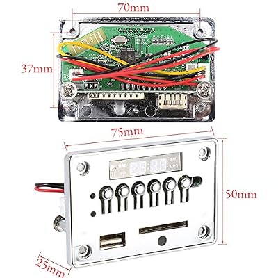 MP3 Decoder, DC 12V Bluetooth MP3 Decoder Board Audio Module USB SD TF FM Radio Lossless WMA/WAV(12V Bluetooth Black Edition)